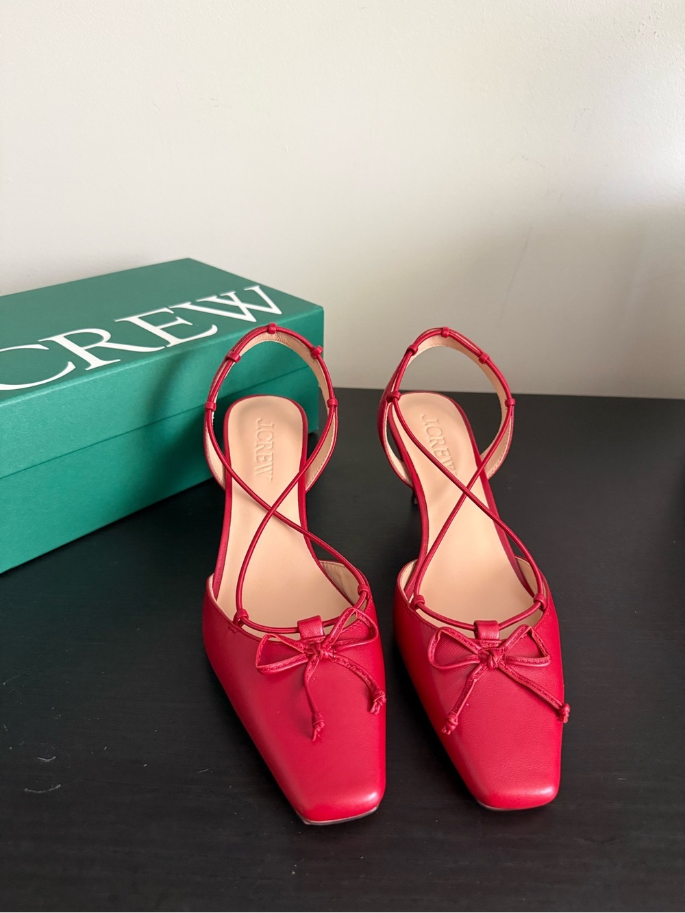 J. Crew - Leona Strappy Slingback Leather Heels - NEW - Size 7 - RED - Picture 2 of 4